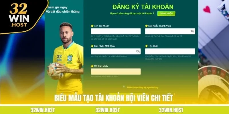 Biểu mẫu tạo tài khoản hội viên chi tiết